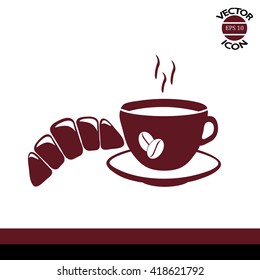 coffee and croissant icon 