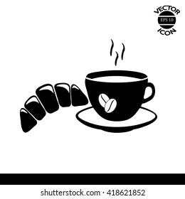 coffee and croissant icon 
