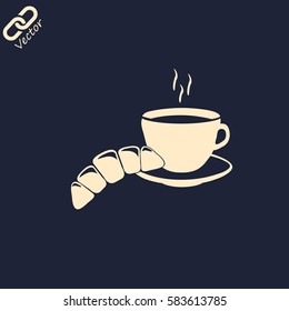 coffee and croissant icon 