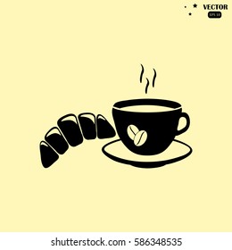 coffee and croissant icon 
