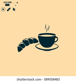 coffee and croissant icon 