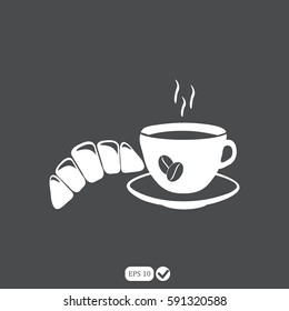 coffee and croissant icon 