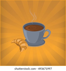 Coffee with Croissant in Shine style background