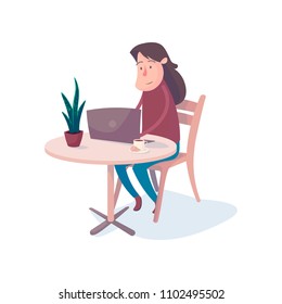 Coffee with a croissant will increase the productivity of your work in a cozy cafe