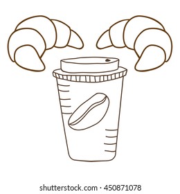 Coffee and croissants. Vector illustration.