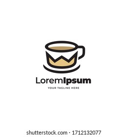 coffee crown logo design vector. stylish mug logo design