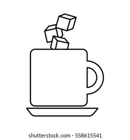 coffee with cubes sugar vector illustration design