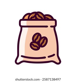 Coffee culture beans in a sack icon illustration