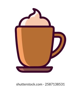 Coffee culture in a hot coffee mug icon illustration