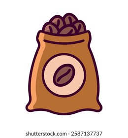 Coffee culture with a sack of coffee beans icon