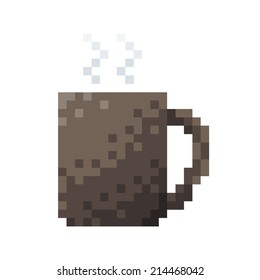 Coffee Cup. 8 bit Pixel concept Vector illustration