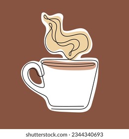 Ilustración vectorial colorida de línea continua abstracta del vaso de café