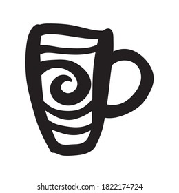 Esbozo abstracto de taza de café. Ilustración del vector