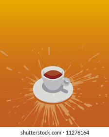 Coffee cup in an abstract splash background