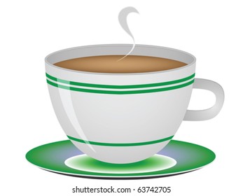 coffee cup against white background, abstract vector art illustration