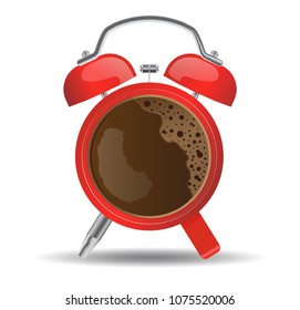 Coffee cup and alarm clock concept, Vector illustration