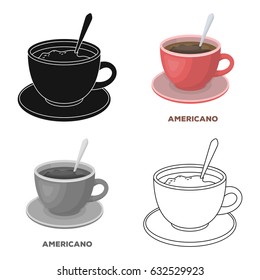 Coffee cup americano.Different types of coffee single icon in cartoon style vector symbol stock illustration web.