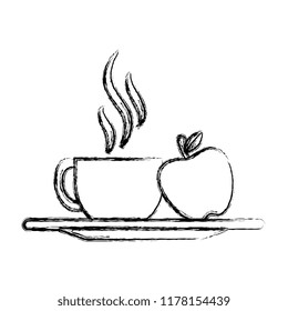 coffee cup with apple fruit
