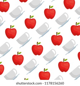 coffee cup with apple fruit pattern