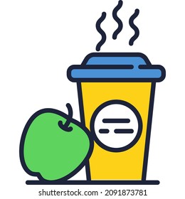 Coffee cup and apple vector. Breakfast and lunch break icon design. Lunchtime concept