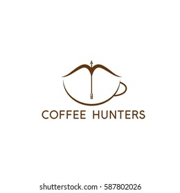 coffee cup with arrow and bow vector design template