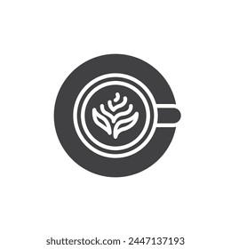 Coffee cup with art foam vector icon. filled flat sign for mobile concept and web design. Latte Art glyph icon. Symbol, logo illustration. Vector graphics