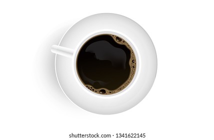coffee cup assortment top view on white background. Vector Illustration.