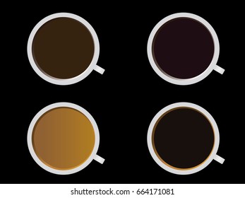coffee cup assortment top view collection isolated, Vector Illustration