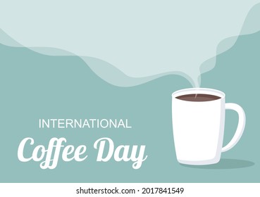Coffee Cup Background Vector Flat Illustration With Cacao Beans, Grains and Jug. Suitable For Cold Or Hot Drinks