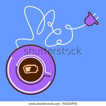 coffee cup with battery buttom on blue