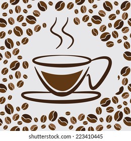 coffee cup with bean background