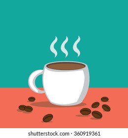 coffee cup with coffee bean; coffee break concept-vector