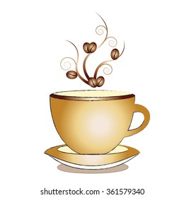 coffee cup and coffee bean design