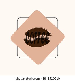 The coffee cup and coffee bean icon design is brown