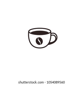 Coffee cup with bean icon logo design