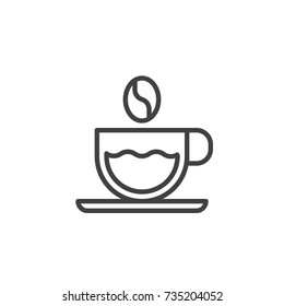 Coffee cup and coffee bean line icon, outline vector sign, linear style pictogram isolated on white. Symbol, logo illustration. Editable stroke