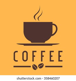 Coffee cup with bean logo. Vector illustration.