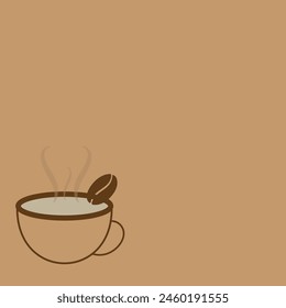 Taza de café con un concepto de grano de café mínimo