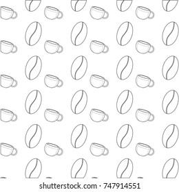 coffee cup and bean pattern vector  illustration