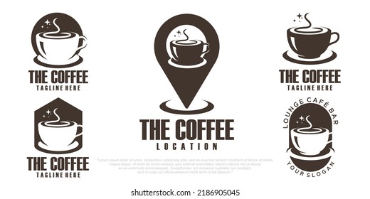 Coffee cup and coffee bean point logo design template