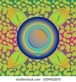 Coffee cup with bean seamless pattern background. Coffees seeds background.