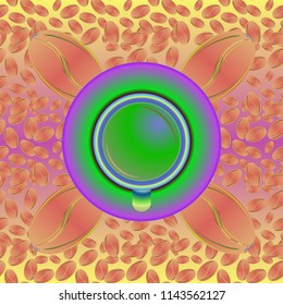 Coffee cup with bean seamless pattern background. Coffees seeds background.
