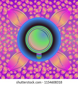 Coffee cup with bean seamless pattern background. Coffees seeds background.