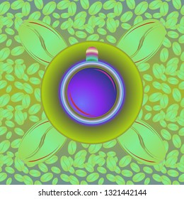 Coffee cup with bean seamless pattern background. Coffees seeds background.