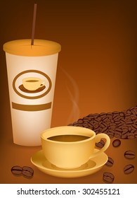 coffee cup and coffee bean vector