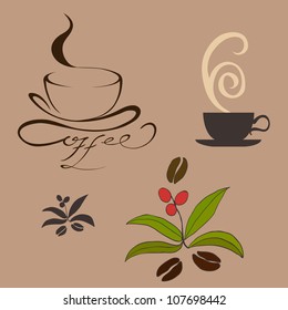 coffee, cup, bean. vector illustration