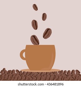 Coffee cup and beans. Coffee cup. 