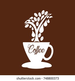 Coffee cup with coffee beans
