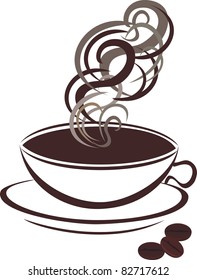 Coffee cup and coffee beans