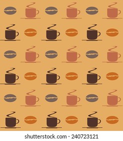 coffee cup and coffee beans background pattern